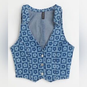 Jean floral print vest